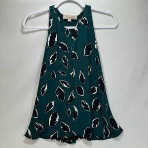 Ann Taylor Loft Women's Sleeveless Blouse Leaf Print XS Leaf Print Tank Shirt